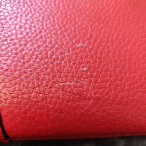 Michael Kors Red Pebble Leather Purse Wallet Clutch- Missing Chain minor defect - Picture 8 of 10
